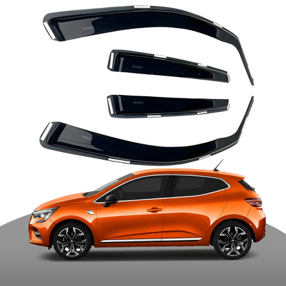 Haibak Wind Deflectors Set Compatible With Renault Clio V 2019 Onwards 5 Door Hatchback 4PC Tinted in Channel Fitment
