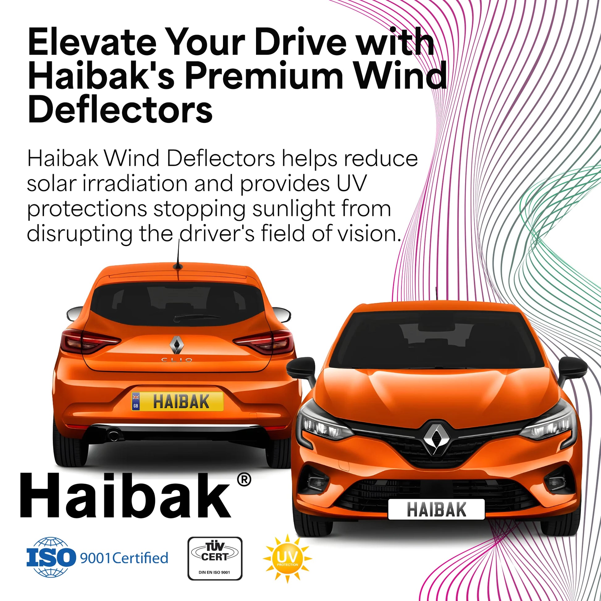 Haibak Wind Deflectors Set Compatible With Renault Clio V 2019 Onwards 5 Door Hatchback 4PC Tinted in Channel Fitment