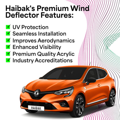 Haibak Wind Deflectors Set Compatible With Renault Clio V 2019 Onwards 5 Door Hatchback 4PC Tinted in Channel Fitment