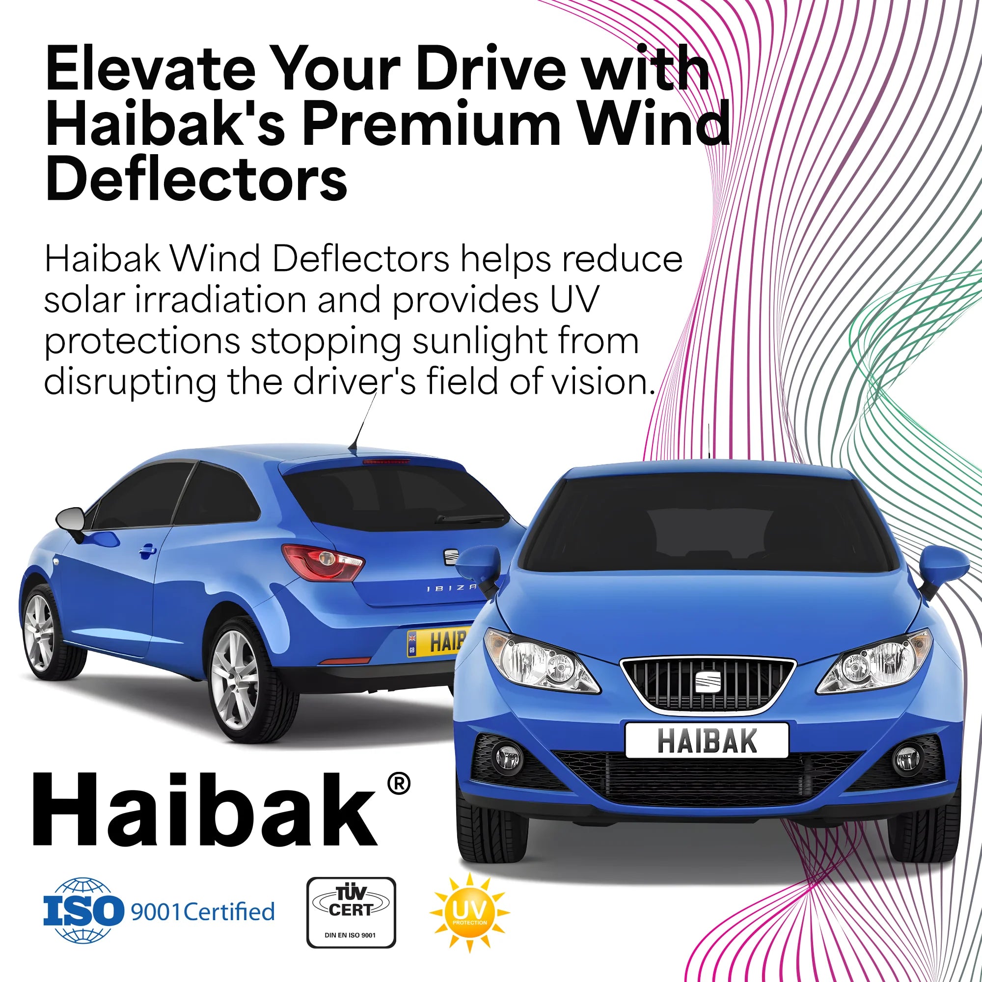Seat Ibiza MK4 6J 2009 2017 5 Door Hatchback 2PC HAIBAK Tinted Wind D