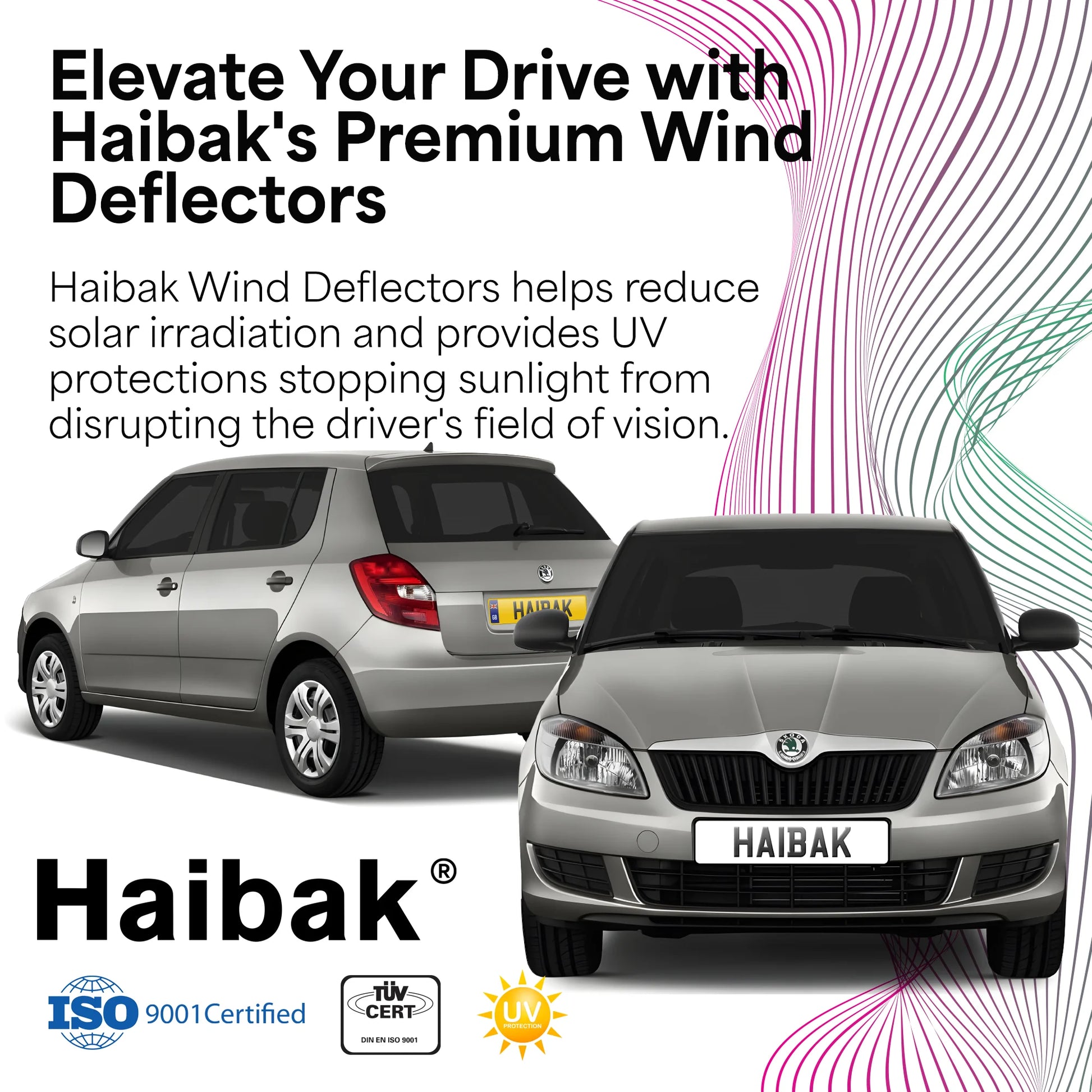Haibak Wind Deflectors Set Compatible With Skoda Fabia MK2 2007-2014 5 Door Hatchback 4PC Tinted in Channel Fitment