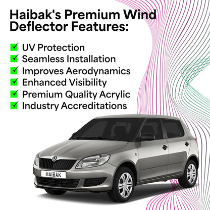 Haibak Wind Deflectors Set Compatible With Skoda Fabia MK2 2007-2014 5 Door Hatchback 4PC Tinted in Channel Fitment