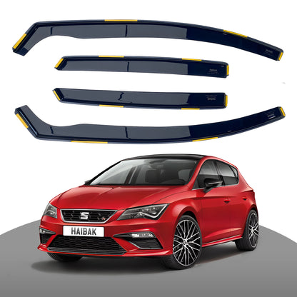 Haibak Wind Deflectors Set Compatible With Seat Leon III MK3 2013 Onwards 5 Door Hatchback 4PC Tinted in Channel Fitment