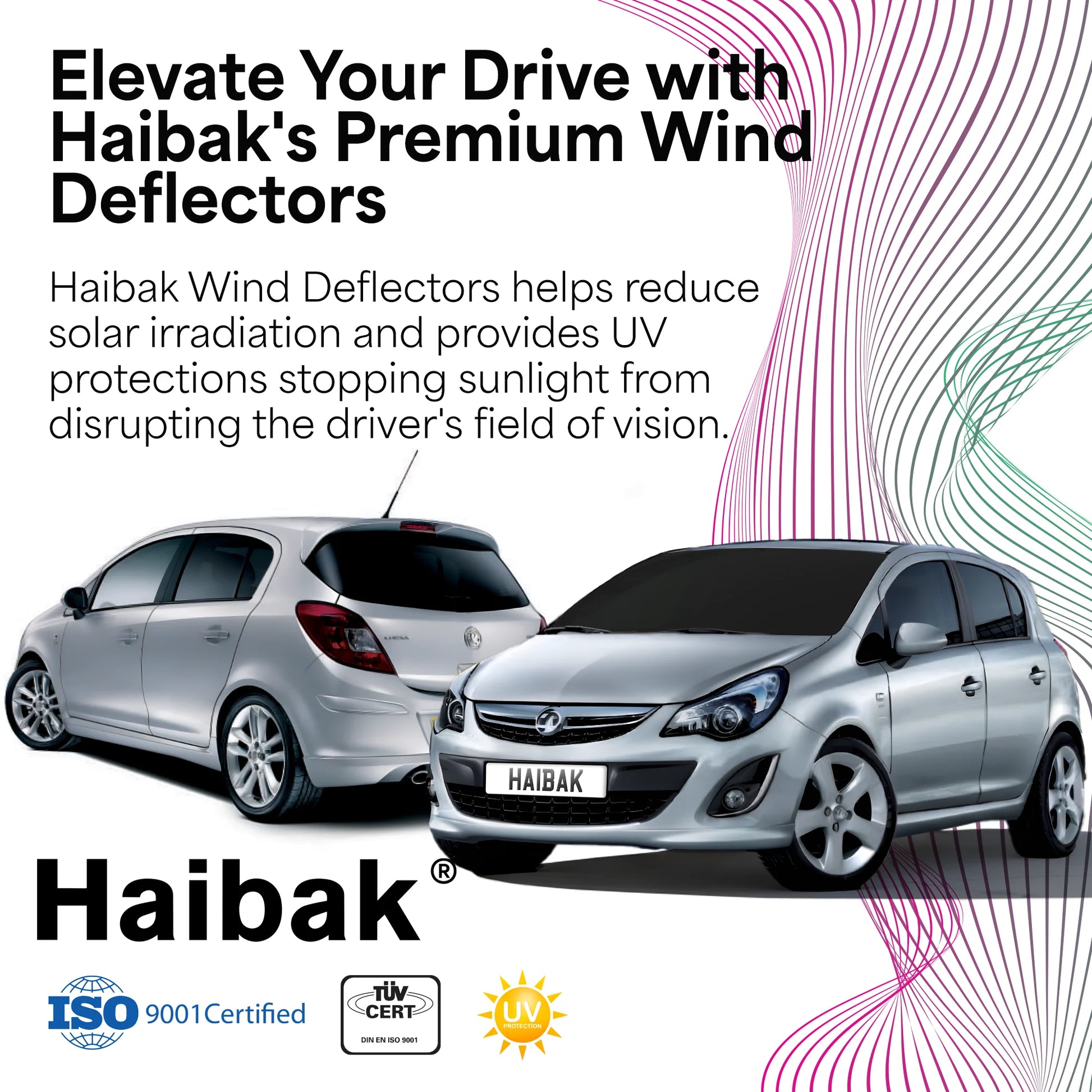 Haibak Wind Deflectors Set Compatible With Vauxhall Corsa D.E 2006-2019 5 Door Hatchback 4PC Tinted in Channel Fitment