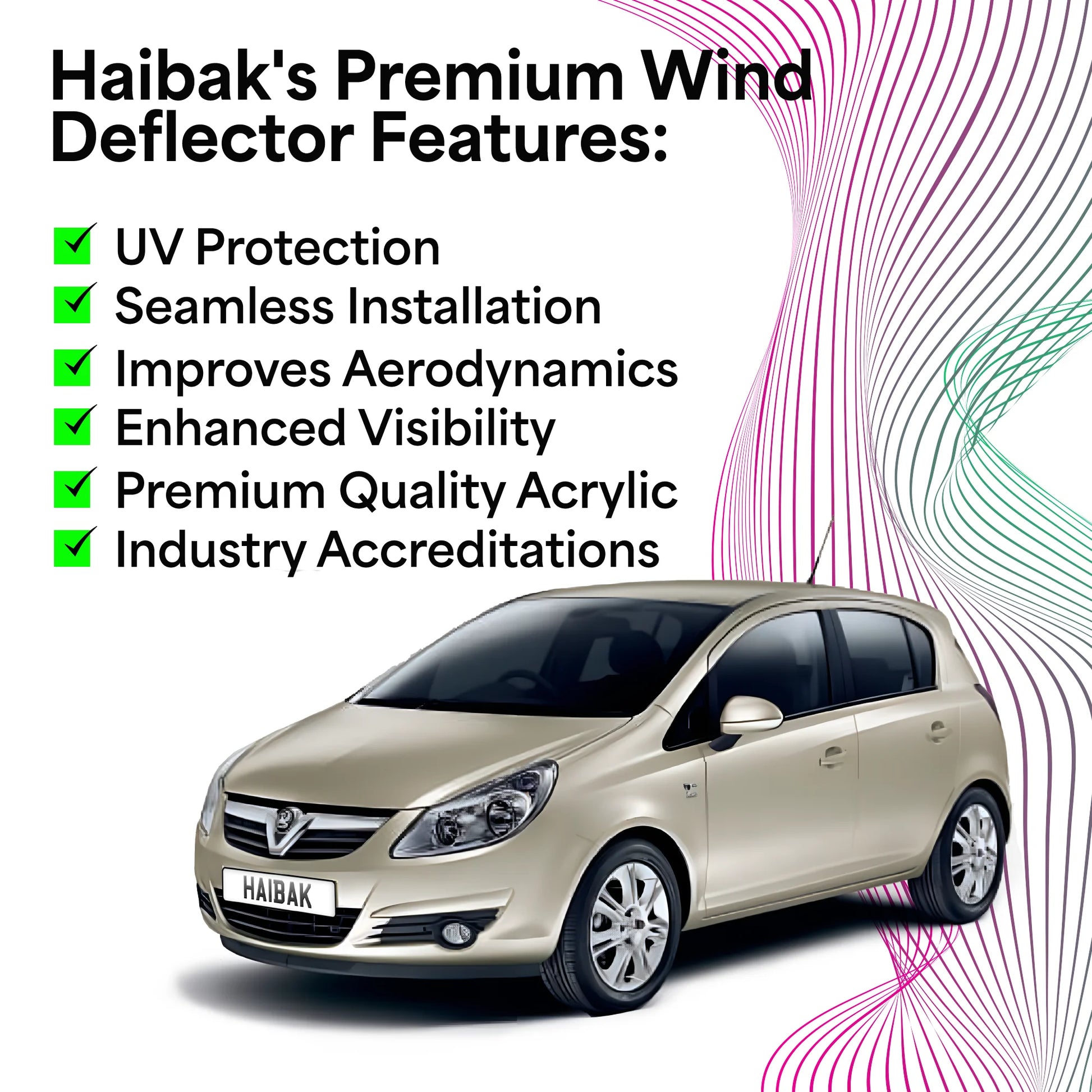 Haibak Wind Deflectors Set Compatible With Vauxhall Corsa D.E 2006-2019 5 Door Hatchback 4PC Tinted in Channel Fitment