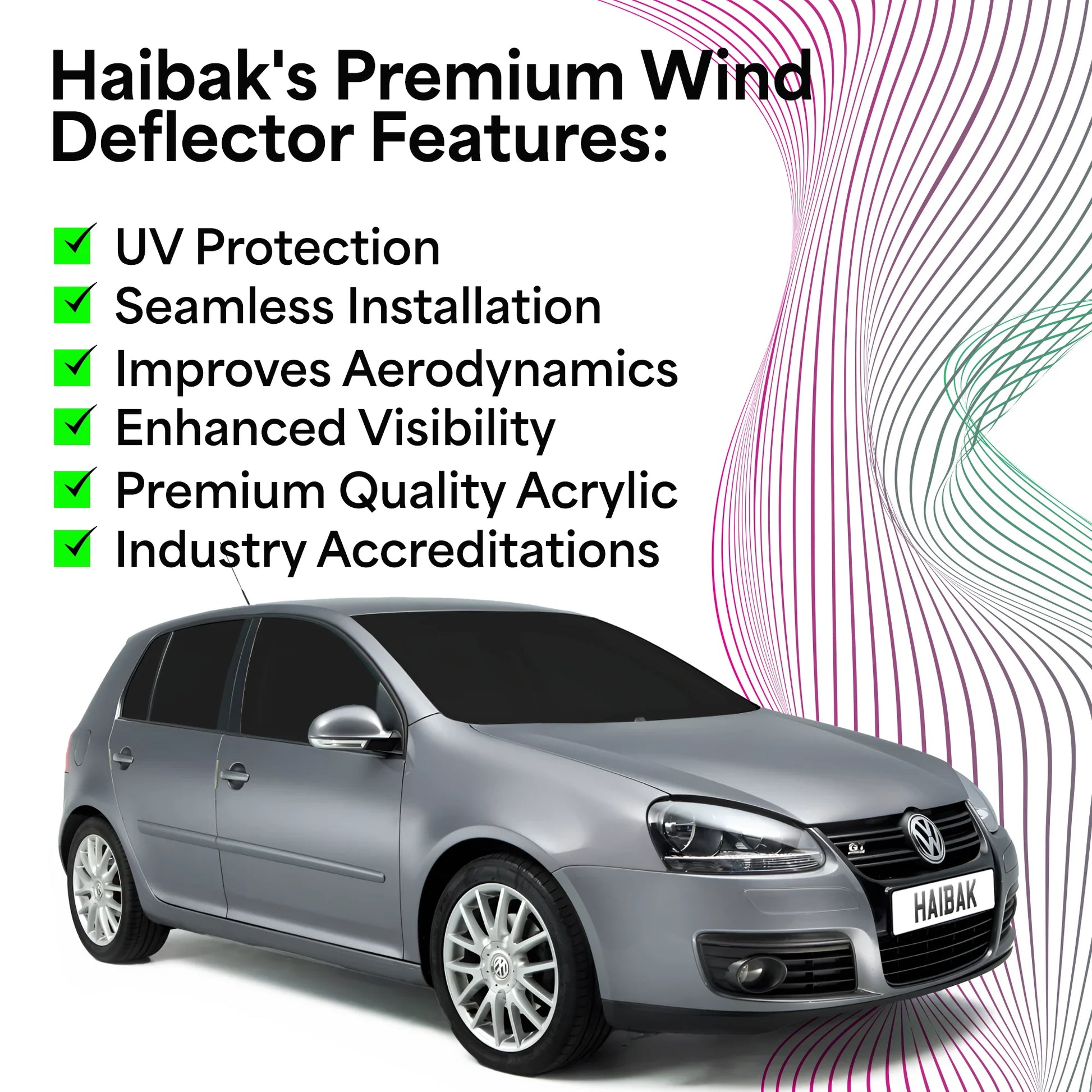VW Golf 7 MK5 2004-2008 5 Door Hatchback 4PC HAIBAK® Tinted Wind Deflectors