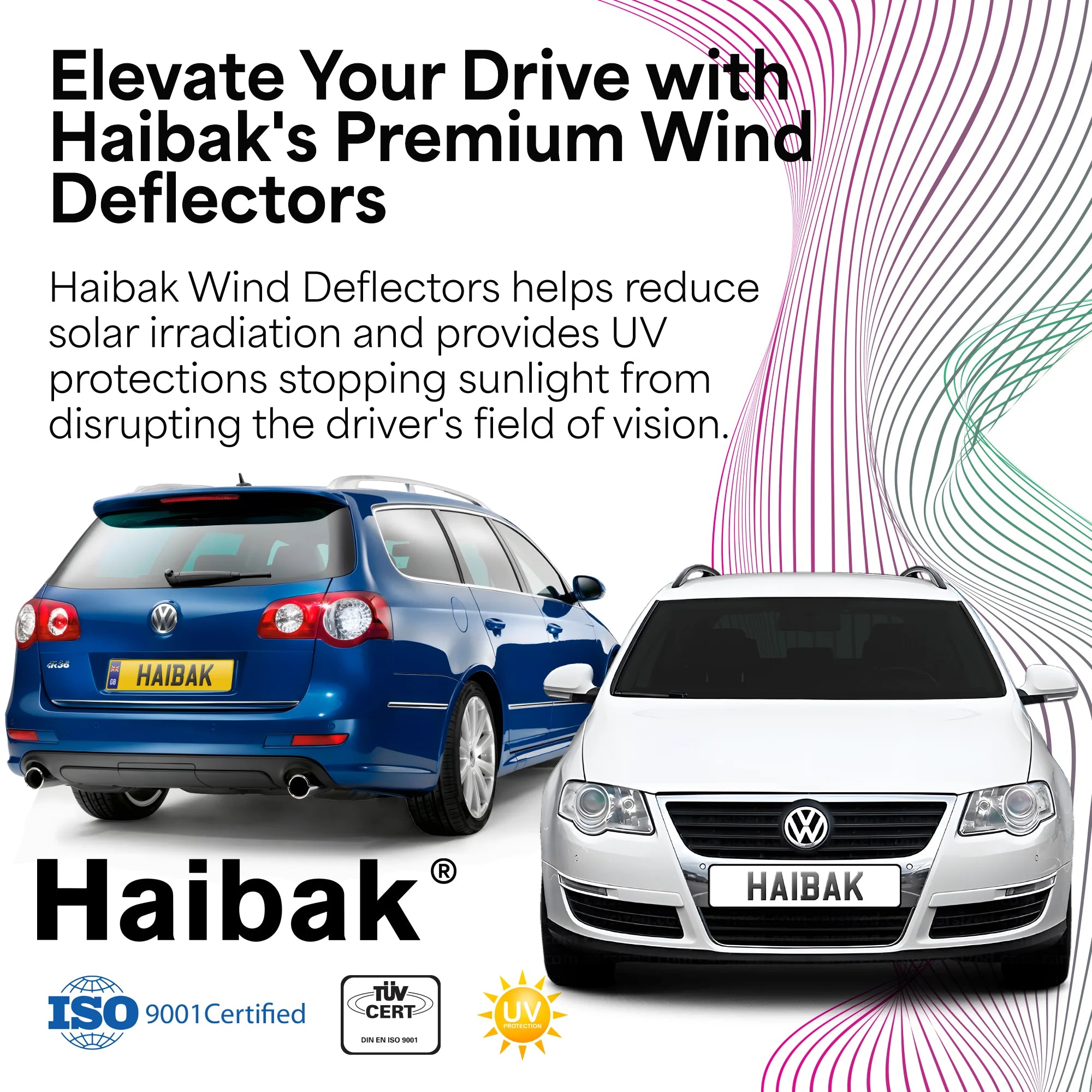 VW Passat B6 2005 2014 5 Door Saloon 4PC HAIBAK Tinted Wind Deflector