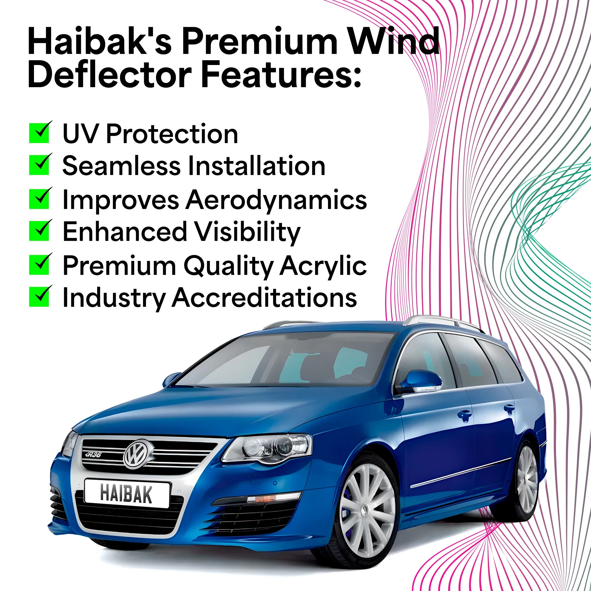 VW Passat B6 2005 2014 5 Door Saloon 4PC HAIBAK Tinted Wind Deflector