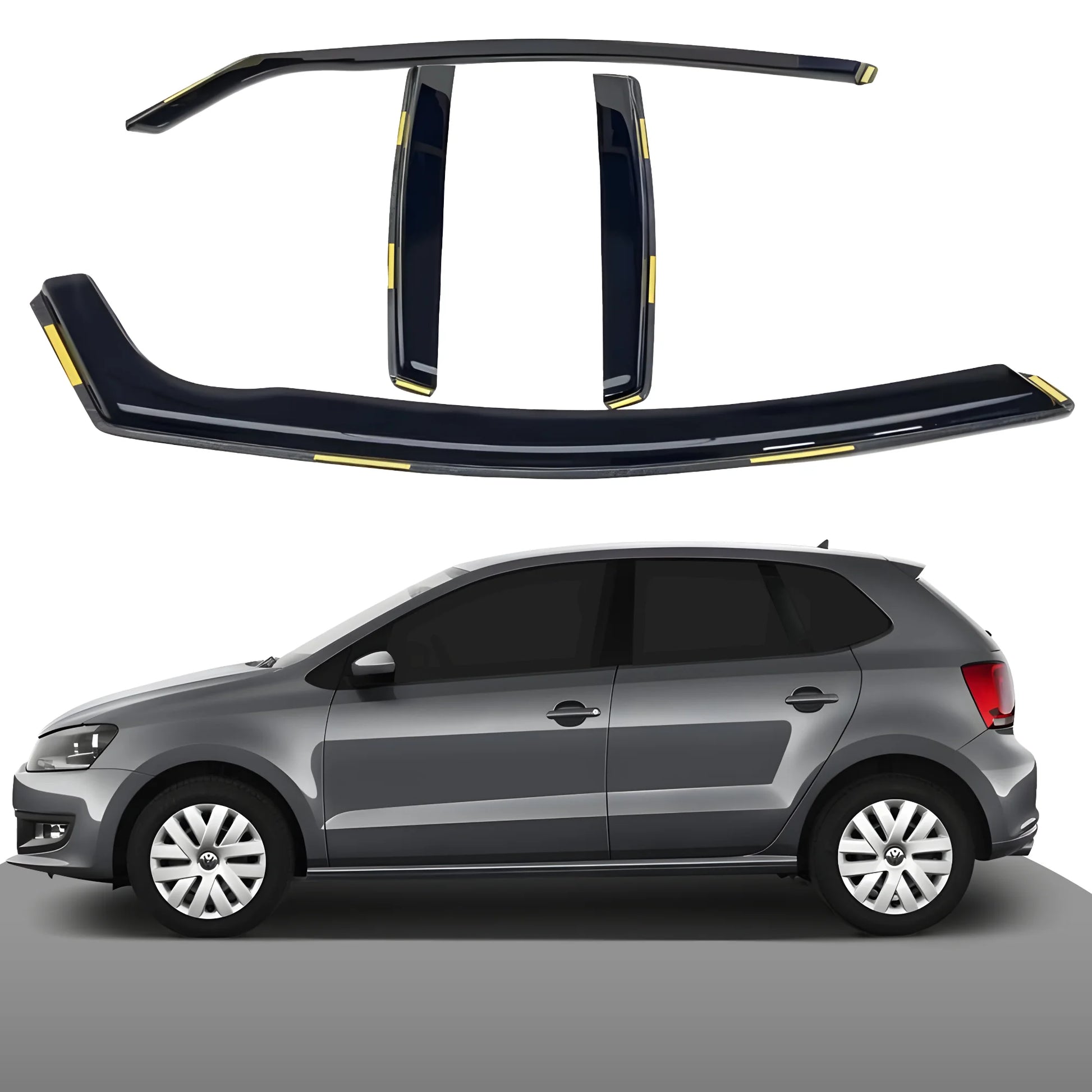 Haibak Wind Deflectors Set Compatible With VW Polo MK5 2009-2017 5 Door Hatchback 4PC Tinted in Channel Fitment