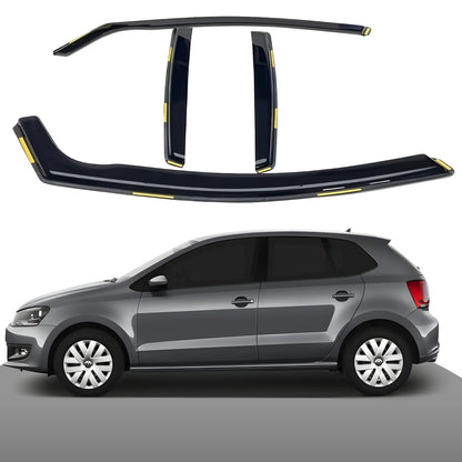 Haibak Wind Deflectors Set Compatible With VW Polo MK5 2009-2017 5 Door Hatchback 4PC Tinted in Channel Fitment