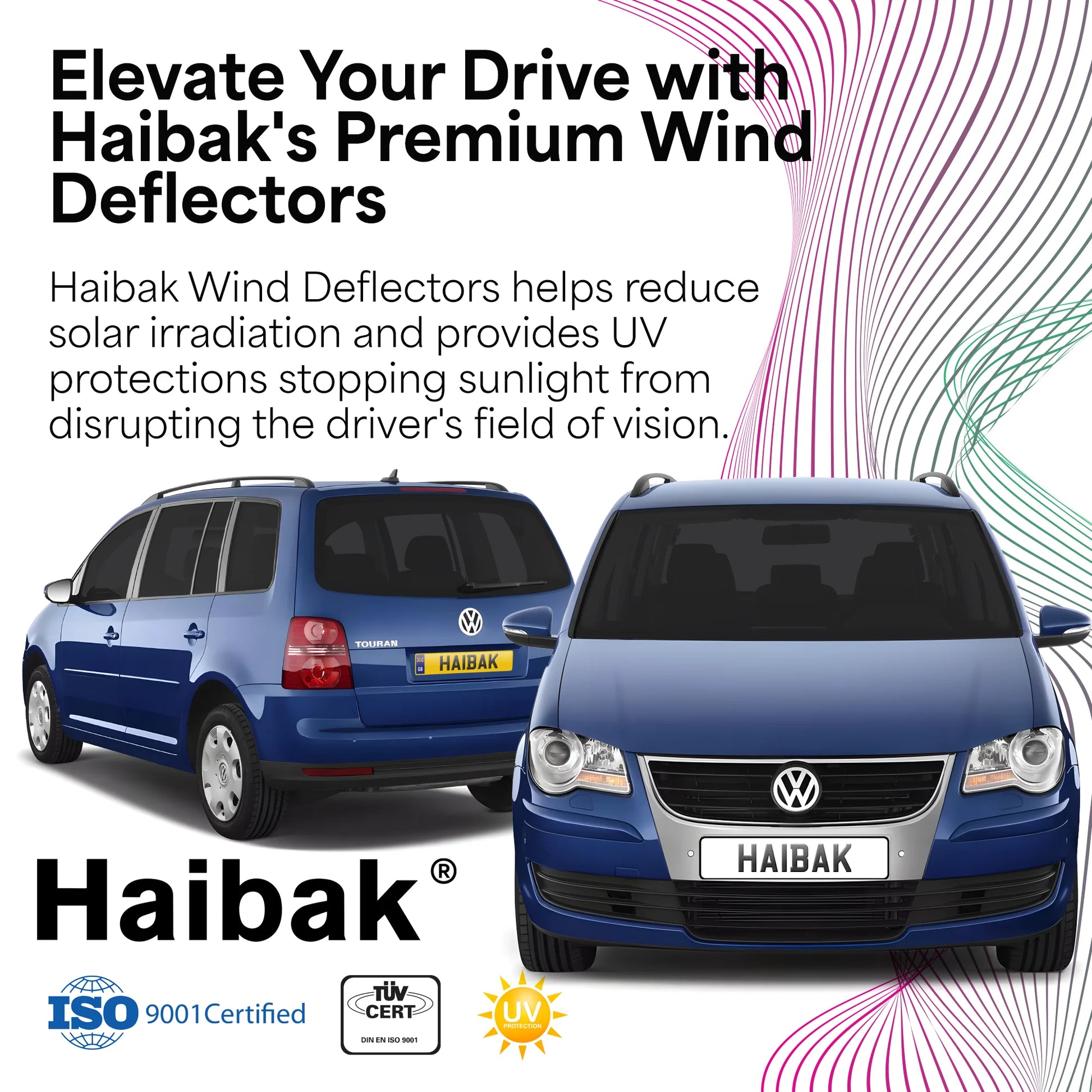 VW Touran MK1/MK2 2003-2015 5 Door MPV 4PC HAIBAK® Tinted Wind Deflectors