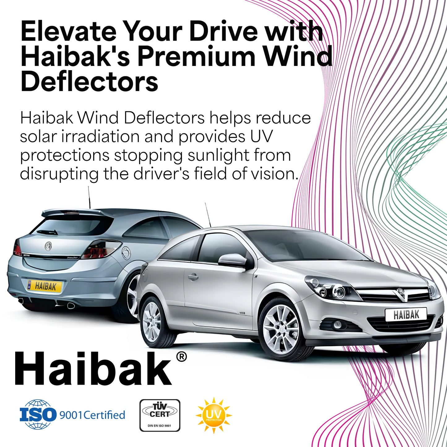 Vauxhall Astra H MK5 GTC 2005-2009 3 Door Hatchback 2PC HAIBAK® Tinted Wind Deflectors