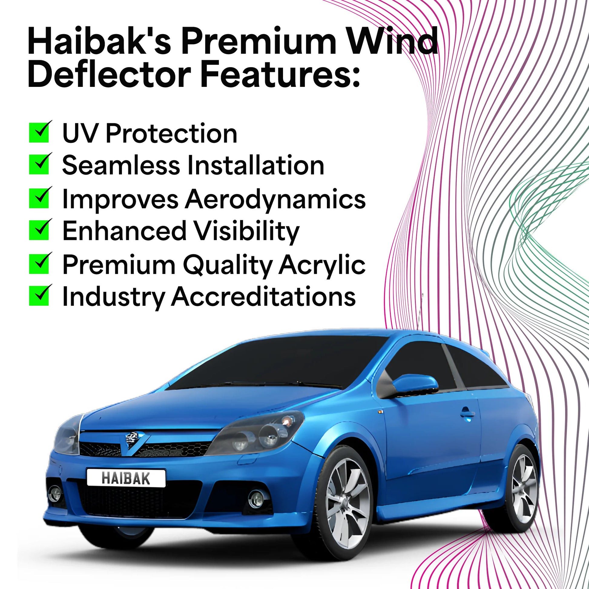 Vauxhall Astra H MK5 GTC 2005-2009 3 Door Hatchback 2PC HAIBAK® Tinted Wind Deflectors