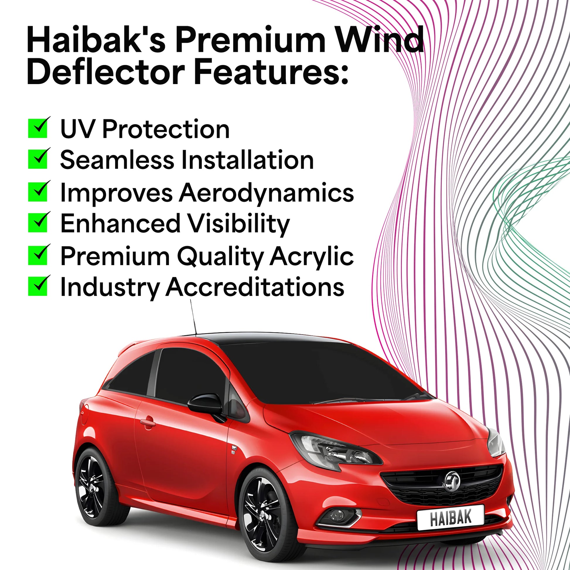 Haibak Wind Deflectors Set Compatible With Vauxhall Corsa 2006-2019 3 Door 2PC Tinted in Channel Fitment