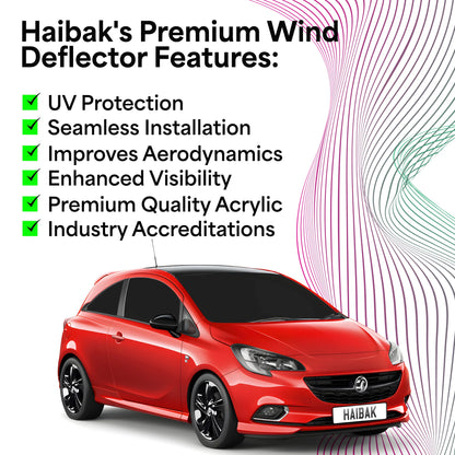 Haibak Wind Deflectors Set Compatible With Vauxhall Corsa 2006-2019 3 Door 2PC Tinted in Channel Fitment