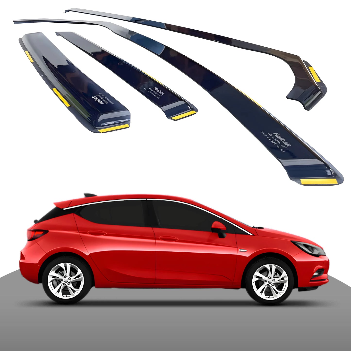Haibak Wind Deflectors Set Compatible With Vauxhall Astra J MK6 2009-2016 5 Door Hatchback 4PC Tinted in Channel Fitment