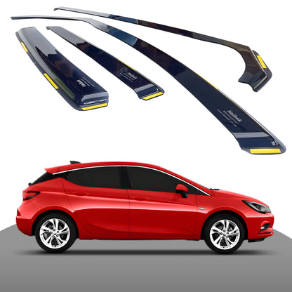 Haibak Wind Deflectors Set Compatible With Vauxhall Astra J MK6 2009-2016 5 Door Hatchback 4PC Tinted in Channel Fitment