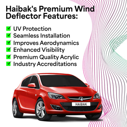 Haibak Wind Deflectors Set Compatible With Vauxhall Astra J MK6 2009-2016 5 Door Hatchback 4PC Tinted in Channel Fitment